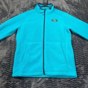 L.L.Bean Womens Full-Zip Turquoise Fleece Jacket Size L 14-16 Lightweight Warm O